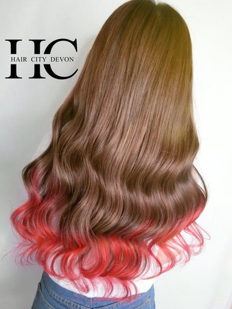 接髮造型前後比照圖 特殊色接髮-台中接髮推薦