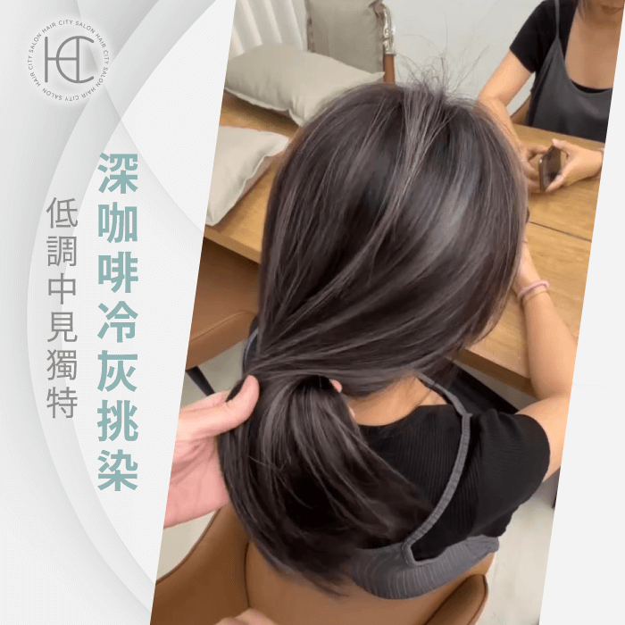 深咖啡冷灰挑染-冷色系線條染